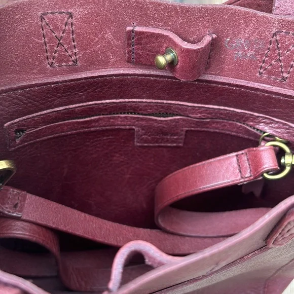 Madewell Transport Small Leather Tote Burgundy - Picture 2 of 4